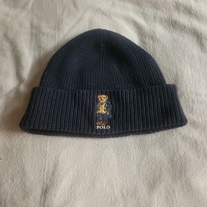 Ralph Lauren Polo Bear Plaid Jacket Beanie Navy Mens One Size